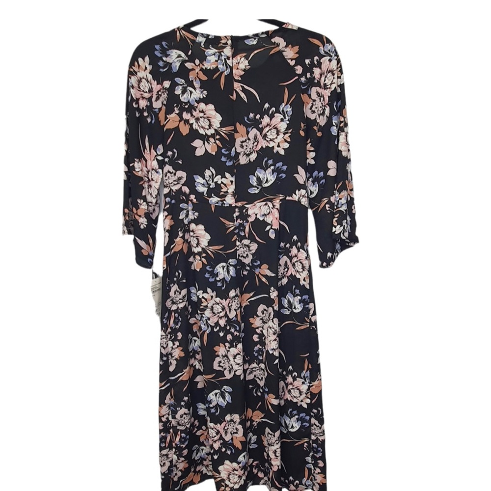 Spirit Of Grace Size Large Tie Waist Black Pink Floral Dress